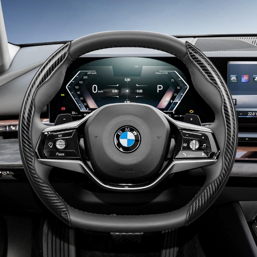 AYCCV1 Carbon fiber texture steering wheel cover for BMW fits X3 3 5 2 4 1 7 8 Series X1 X5 X2 X4 X6 X7 iX i4 i5 i7 Z4 XM iX1 iX2 non slip wear
