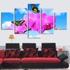 Canvas Paintings Orchids Pink Blue Flowers Multiple Wall Art Framework Home Decor 5 Pieces Print Decorative Picture Living Room No Frame