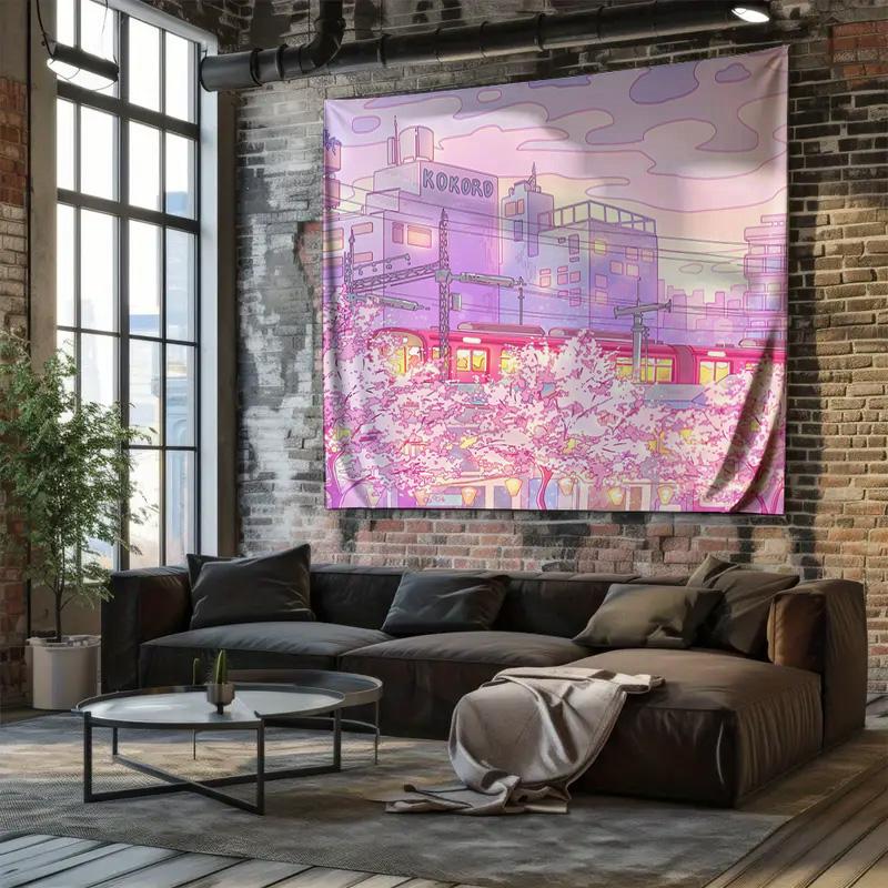 Anime Tapestry Japanese Room Decor Wall Hanging Aesthetic Vaporwave Techwear Backdrop Bedroom Decor Japan Otaku Gift