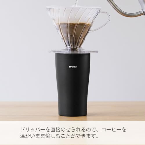 HARIO Tumbler, Black, 300ml, HARIO Insulated Tumbler with Lid, Stainless Steel, Gift, Present, STF-300-B