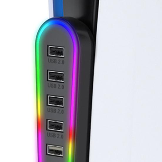 6-портовый USB-концентратор с RGB-подсветкой, подключение и использование без установки драйверов, удобная передача данных, пользовательский интерфейс. USB-концентратор расширения для PS 5 Pro/PS5 Slim.