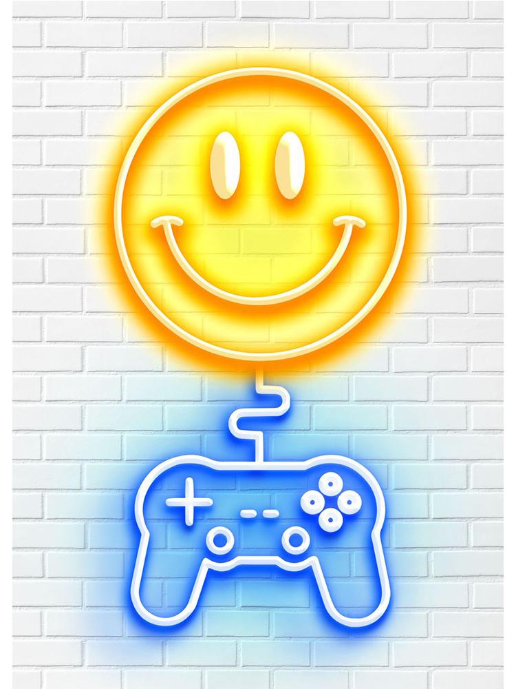 Игровые неоновые белые постеры, холст, картина, видеоигра, настенная художественная картина для игровой комнаты, геймера, мальчика, спальни, домашний декор, без светодиода