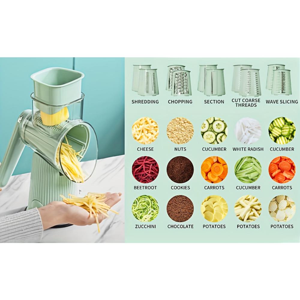 Multifunctional Vegetable Cutter, Roller Shredding and Slicing Meat Grinder, Household Anti-injury Hand Crank Wire Wiping Artifact