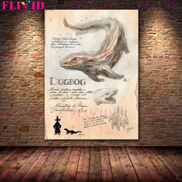 Волшебный мир, волшебное животное, настенная живопись на холсте, ведьма, магическое пробуждение, художественные принты Occmy, Graphorn, Dugbog