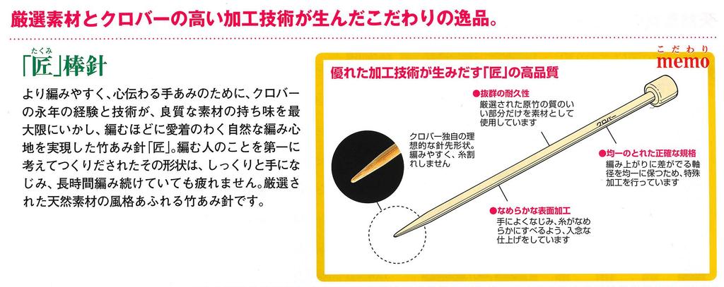 Спицы Clover Takumi Knitting 4 размера, Спицы, 15, 54-415