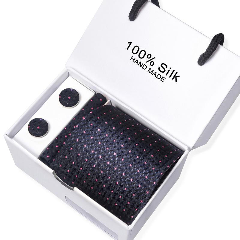 Мужской деловой галстук, квадратный шарф, подарочная коробка, полосатый простой костюм, рубашка, галстук, черный подарочный набор в коробке