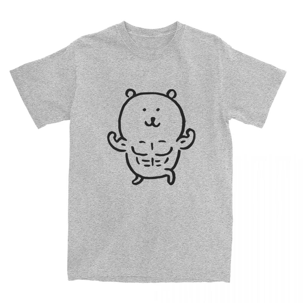 2026 Unisex Funny Muscle Bear Graphic Tshirt Short Sleeve Loose Fit Cute Contrast Cartoon Print Casual Cotton White Tops