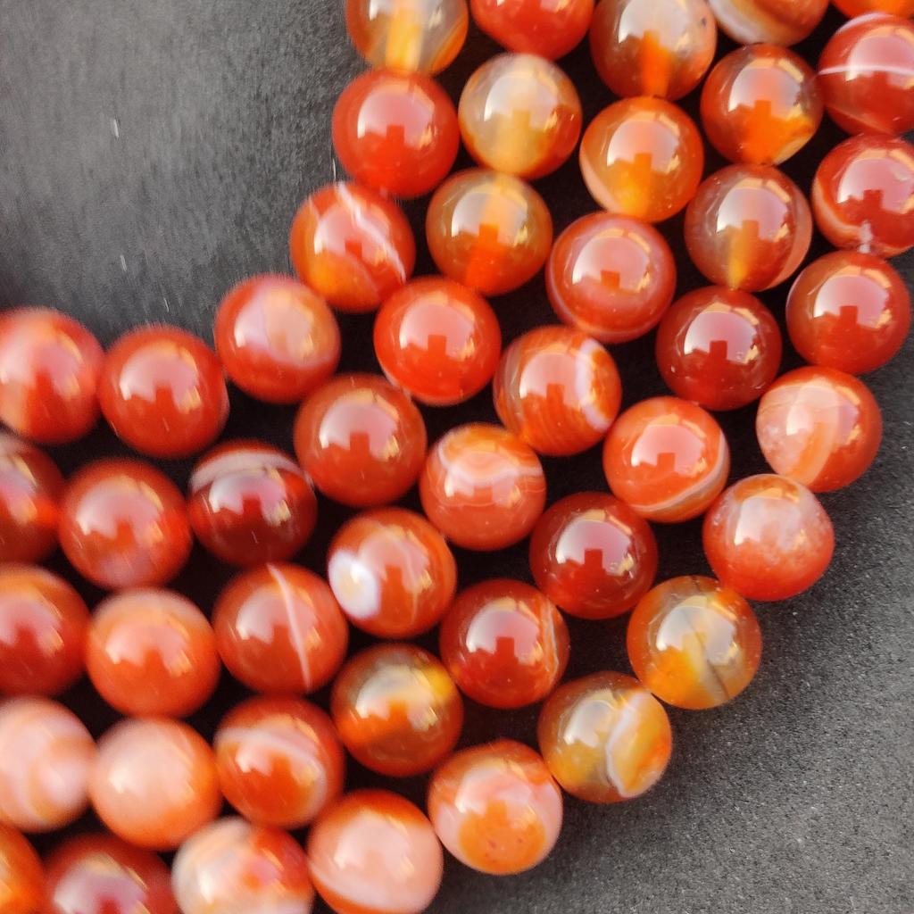 Агат с красной полосой, бусины в полоску, круглые свободные бусины из цветных драгоценных камней, размер 6 мм, 8 мм, 10 мм. Прядь 14–15 дюймов.