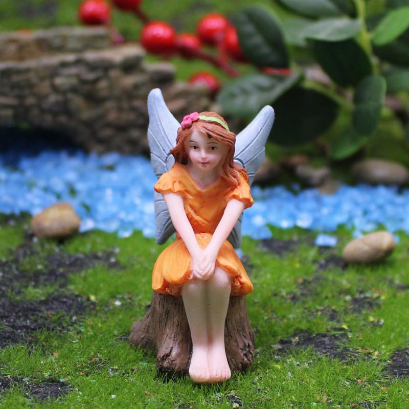 Flower Fairy Resin Crafts Wing Design Micro Landscape Ornament Decoration