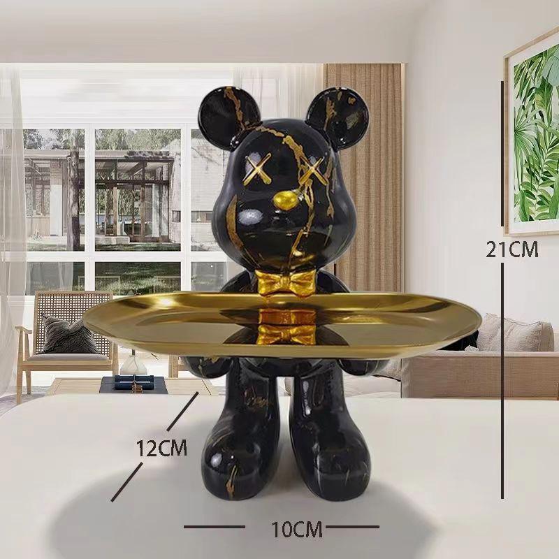 21cm Graffiti Bear Ornament Figurine Home Decoration Animal Statue Keys Storage Shelf Modern Room Sculpture Table Decor Gift