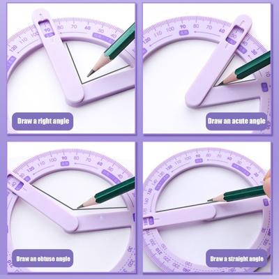Инструмент для измерения углов с регулируемым углом Пластиковая текстура Подходит для точного математического рисования Безопасный для класса Образовательный материал