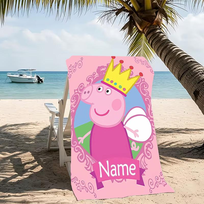 Customizable personalized beach towels Peppa Pig themed designs.Suitable for the beach, yoga, sports;ideal as beach accessories