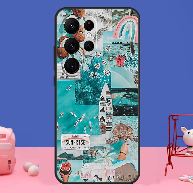 Летний пляжный коллаж Чехол для Samsung Galaxy S23 S24 Ultra S21 S22 Plus Note 20 Note 10 S8 S9 S10 S20 FE Чехол