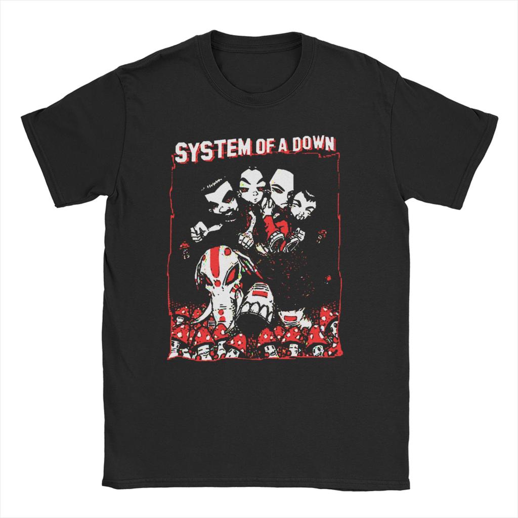 Мужские Женские Футболки System of A Down Юмористические Хлопковые Футболки с Коротким Рукавом Музыкальная Футболка Хэви-Метал Футболка с Круглым Вырезом Топы