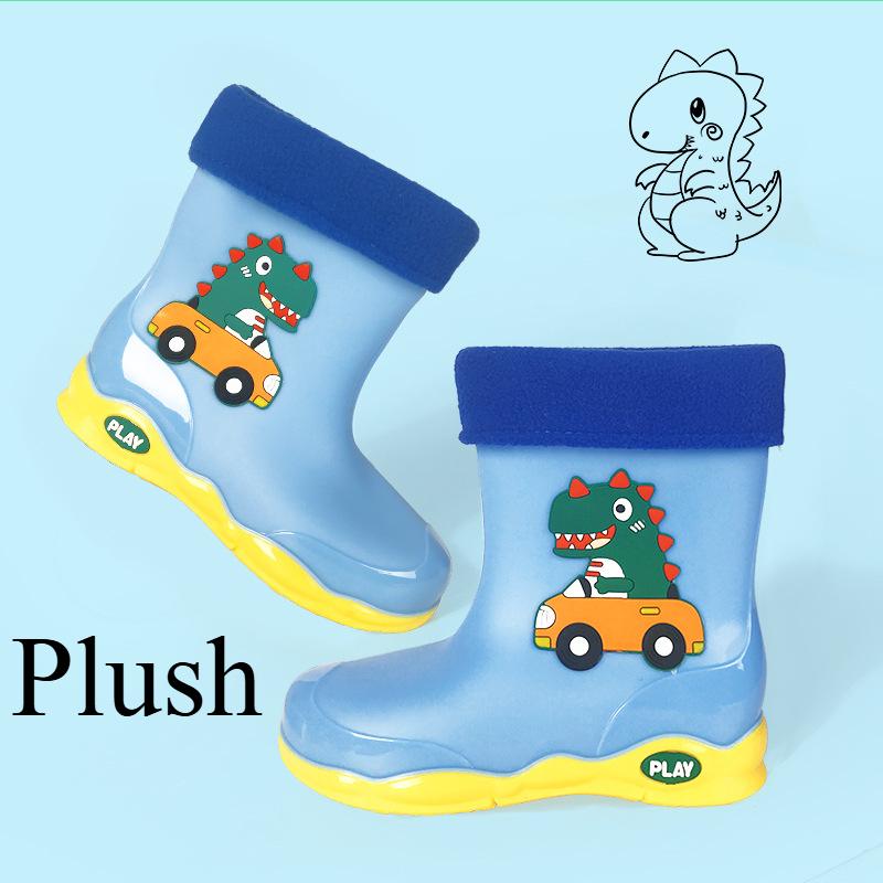 Children's Rain Boots New Cute Cartoon Rain Shoes Outdoor Waterproof Non-Slip Dinosaur Boys and Girls Shoes