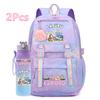 2Pcs/set Cute Backpack with 750Ml Outdoor Sports Water Bottle Student Girl Boy Schoolbag Large Capacity Travel Bag Gift