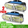 1/2PACK 126LED Solar Powered Streets Wall Light PIR Motion Sensor Dimmable Lights Outdoor Waterproof Night Light with 3 Modes for Garden Patio Porch