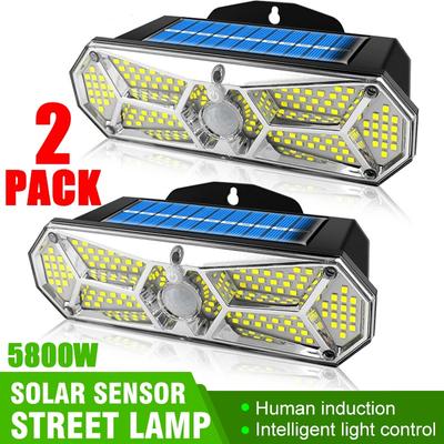 1/2PACK 126LED уличный настенный светильник на солнечных батареях PIR датчик движения с регулируемой яркостью уличный водонепроницаемый ночник с 3 режимами для сада, патио, крыльца
