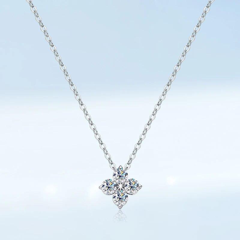 Настоящее 0,4-каратное подвесное ожерелье с клевером и муассанитом для женщин, праздничное ожерелье из стерлингового серебра 925 пробы с бриллиантами, ювелирные изделия