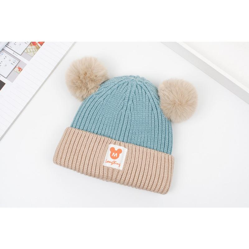 Детская шапка Осенне-зимняя детская шерстяная шапка Двухслойная детская вязаная шапка для мальчиков и девочек 1-3 лет Детская шапка для взрослых