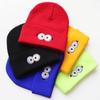 Anime Cartoon Eye Embroidery Knitted Hat Hoodie Warm Hat for Male Female Students Winter Hat