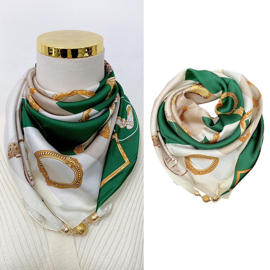 Magnetic Buckle Silk Neck Scarf: Triangle Design for Women, 70x70cm, Lightweight Spring/Summer/Autumn Accessory