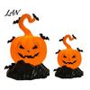 Halloween Bat Decoration LED Candle Light Figurine, Tombstone Glowing Tabletop Ornament, Warm Decorative Pumpkin Decor Prop for Escape Room