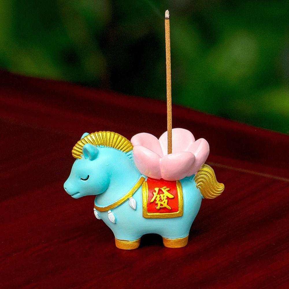 Creative Zodiac Pony Incense Burner Resin Pony Shape Incense Stick Holder Horse Year New Year Ornamental Cense Holder Gift