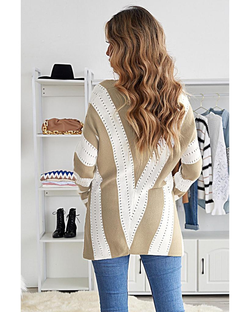 Azura Exchange Полосатый вязаный свитер с V-образным вырезом Color Block