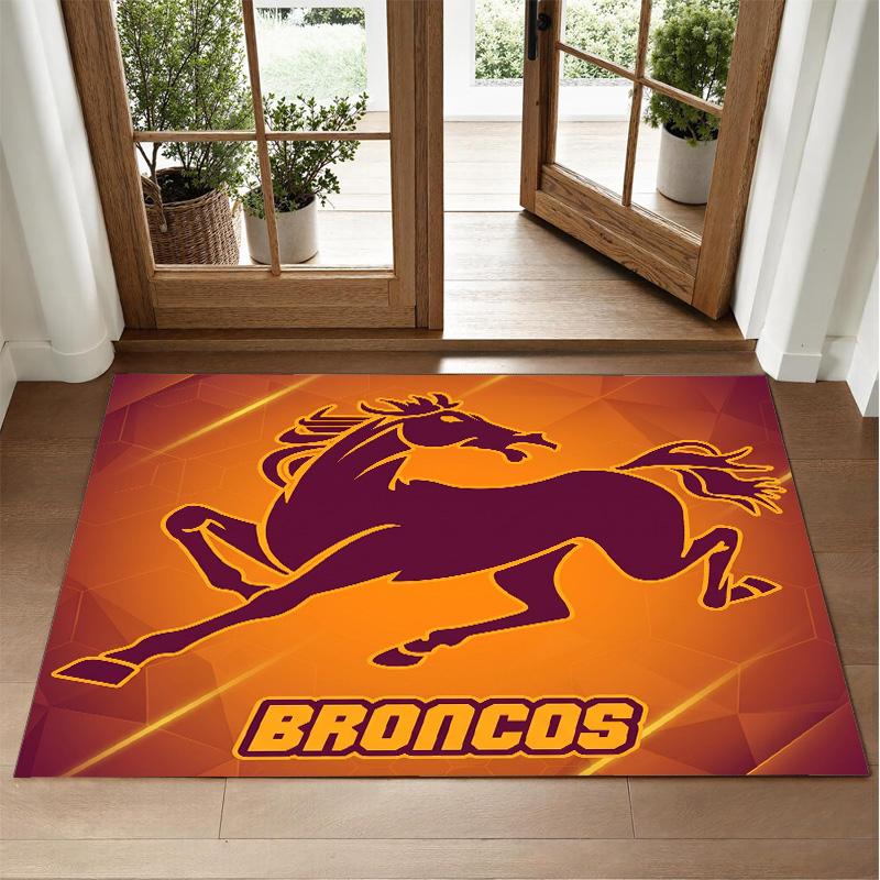 Brisbane Broncos Design Crystal Velvet Rug Soft Decorative Mat for Bedroom Entrance