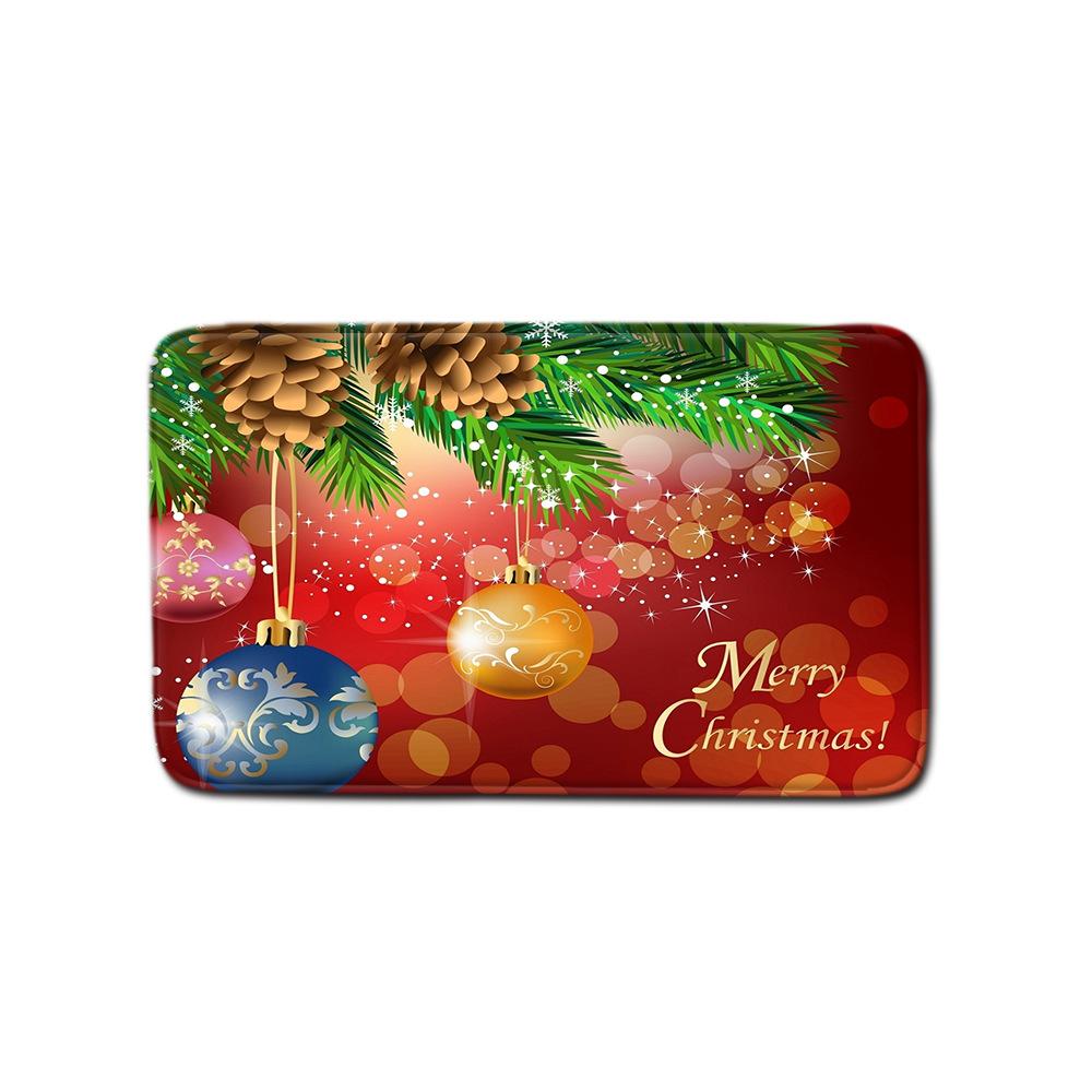 Christmas Home Shower Curtain Polyester Cloth Four-Piece Toilet Floor Mat Bathroom Non-Slip Door Mat Bedroom Carpet