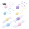 Cat Hair Ball Toy Cotton String Teething Built-in Sand Rattle Interactive Rope Energy Bite-Resistant Tooth Grinding Play for Pet Self-play