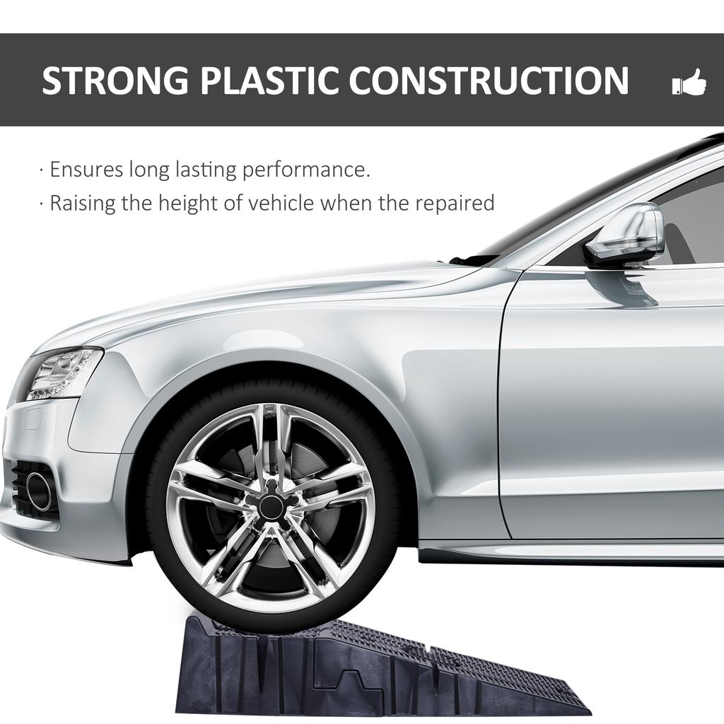 2 PCs Car Ramps Heavy Duty 2.5 Ton Motorhome Levelling Ramps, Plastic Garage Workshop Car Lift, Portable Automotive Vehicle Campervan Car Ramp, Black