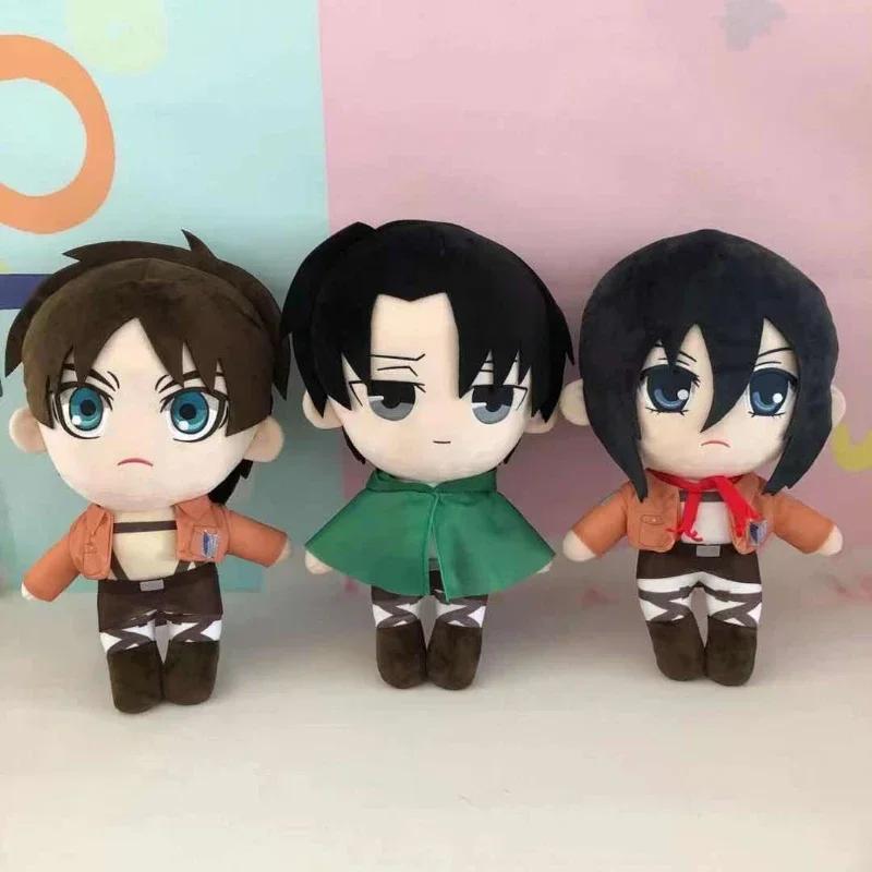 Anime Attack on Titan Plush Toys Levi Eren Mikasa Plushie Pillow Kawaii Cosplay Collection Green Stuffed Dolls Christmas Gifts
