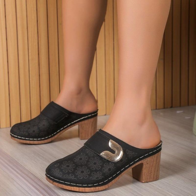 Женские тапочки Baotou 2924 Новые летние сандалии на толстом каблуке, увеличивающие рост, ретро-мюли, модные уличные тапочки, слайдеры для женщин