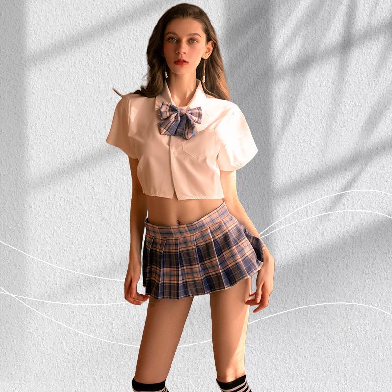 Sexy Campus JK Uniform College Seduction Pure Lust Tight Ultra Short Pleated Skirt Suit Sexy Lingerie