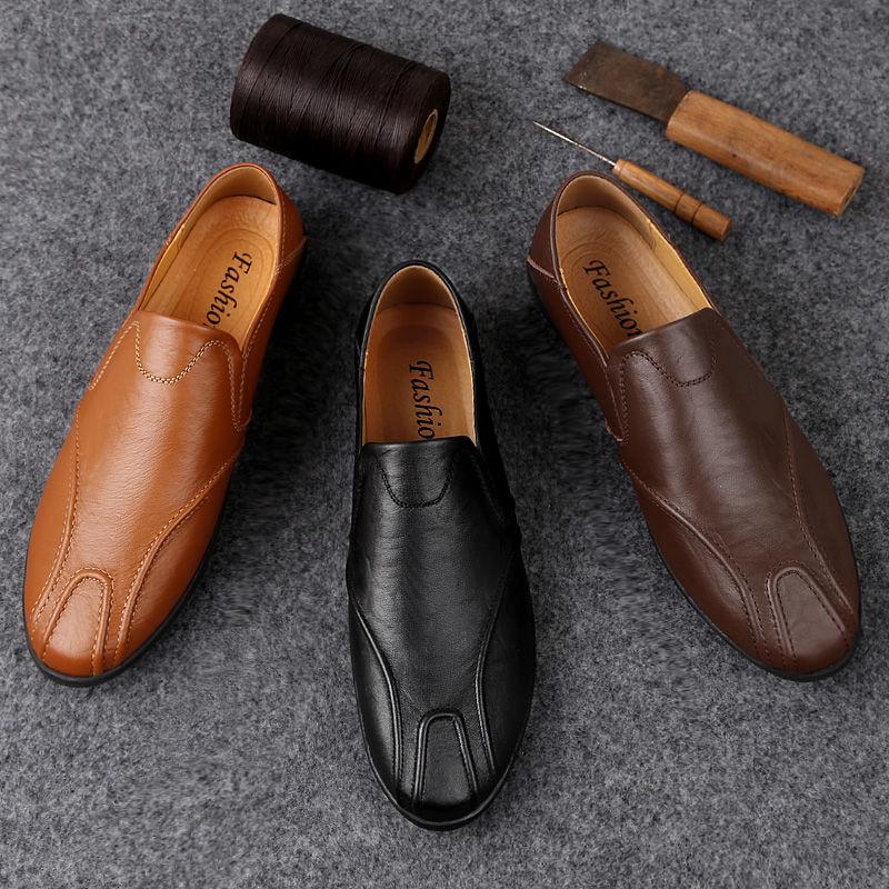 Обувь в горошек, мужские кожаные туфли для вождения с мягкой подошвой, мужская повседневная обувь, мужская обувь в горошек на плоской подошве