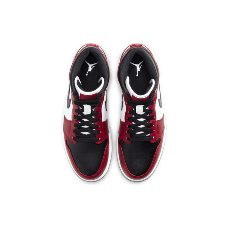 Air Jordan 1 Mid Chicago Black Toe Unisex Sneakers Red Gym-Red White 554724-069