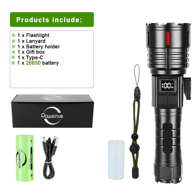 Супер 8000LM Высокая мощность перезаряжаемый светодиодный фонарик Освещение 1500M Ультра мощный фонарик Магнитный фонарь