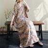 Plus Size 2025 Summer Dress V-Neck Women Casual Vintage Dress Basic Printing Long Loose Dress Maxi