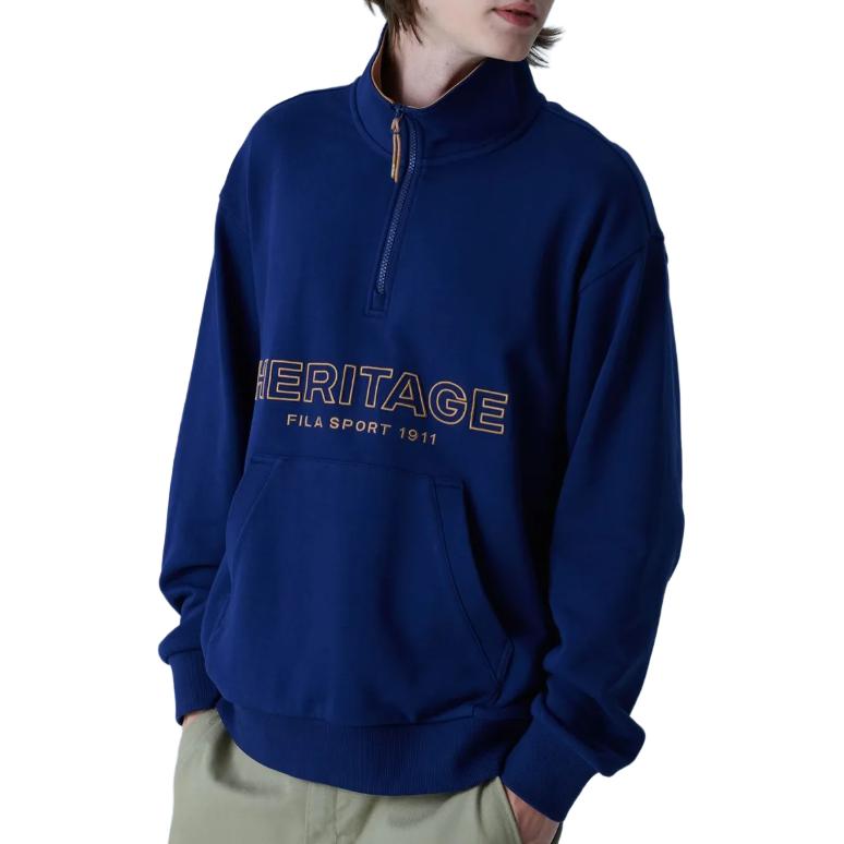 FILA Sweatshirts Unisex Blue Lapel Moderate Regular FS2POF3106X-NAY
