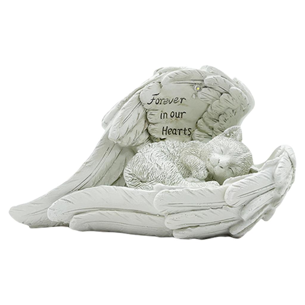 Pet Memorial Garden Statue with Solar Light Commemorative Pet Resin Ornaments Pet Memorial Resin Statue for Home & Garden Decor