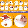 500Pcs/Roll Funny Halloween Decorative Stickers Cute Pumpkin Ghost Skull Spider Bat Label Decal Graffiti Stickers Diy Phone