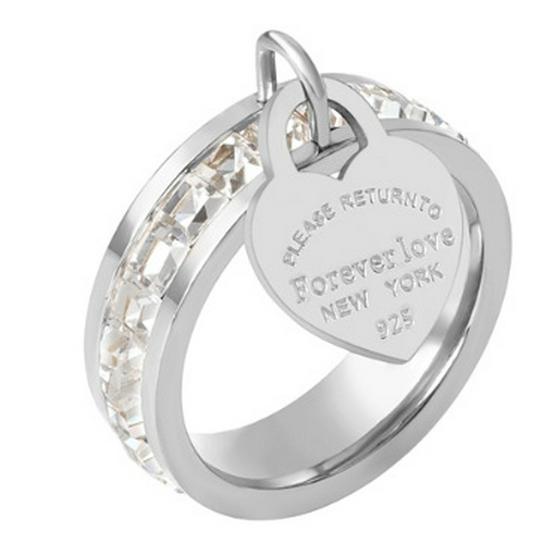 Позолоченное кольцо из нержавеющей стали в форме сердца с гравировкой