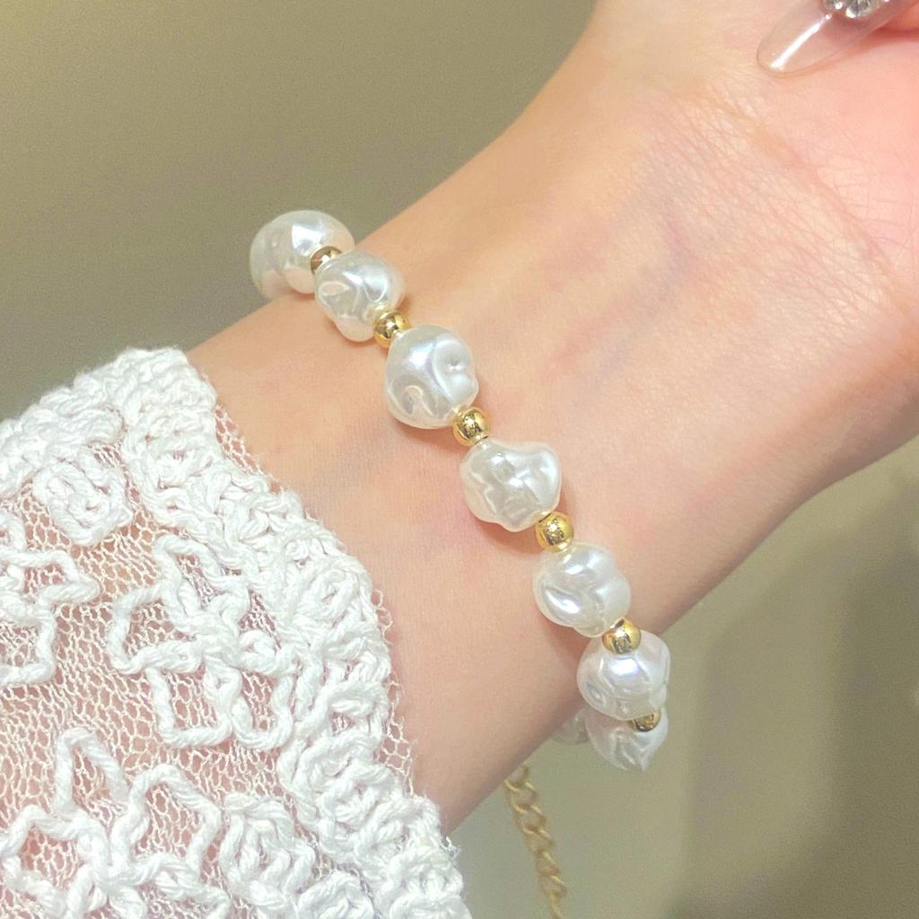 Baroque Shaped Imitation Pearl Bracelet New Special Fashionable Luxurious High-End Elegant Bead Bracelet Women's Party Jewelry