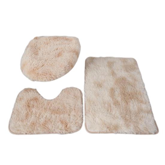 3Pcs/Set Bathroom Rug Absorbent Non Slip Floor Mat U-Shaped Plush Mat Toilet Lid Cover Mat with Rubber Backing for Bathroom Shower Toilet