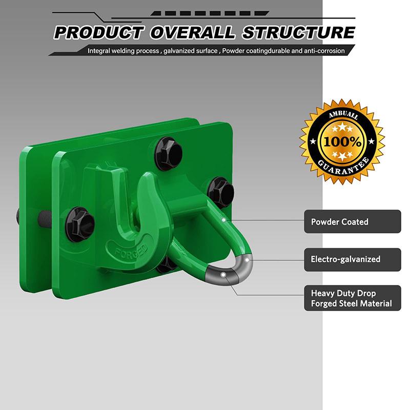 2 Pcs Tractor Bucket Hooks Forged Steel Bolt On Grab Hook Tow Hook Mount with Backer Platefor Tractor Bucket Truck Max 15000 lbs