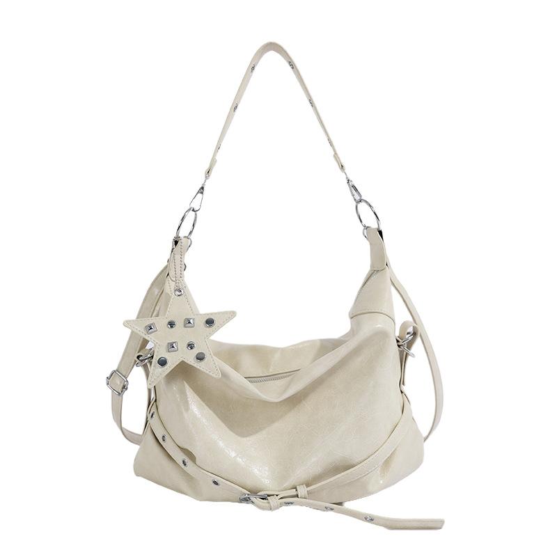 Korean Niche Star Rivet Underarm Biker Bag Women Style Crossbody Handbag Large Capacity Tote Bag Daily Matching