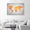 Canvas print, Orange map of the world