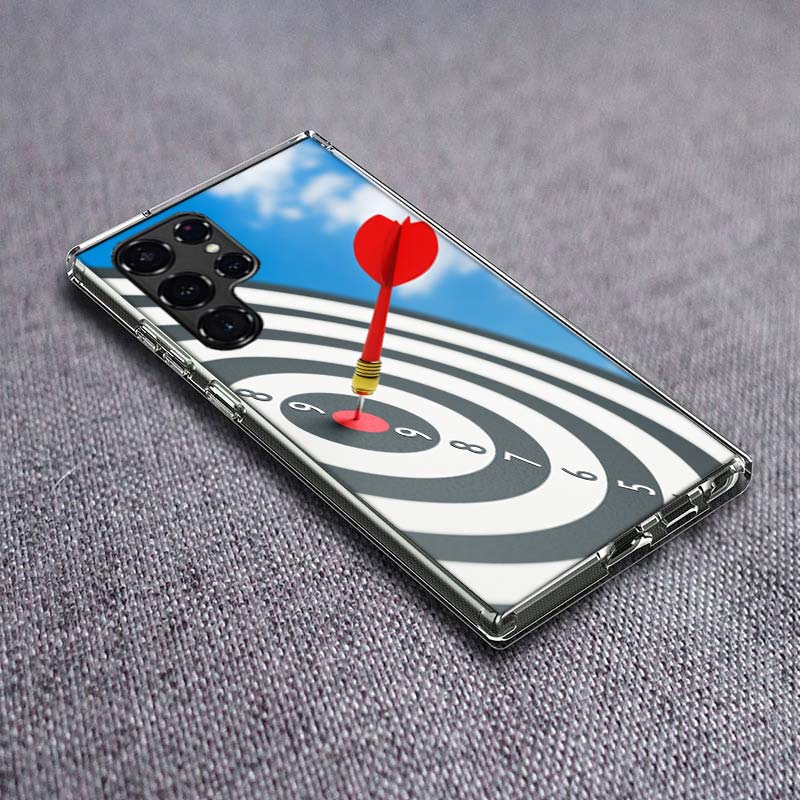 Darts Aesthetics Wire Target Phone Case For Samsung Galaxy S24 S23 S21 S20 FE S22 S26 Ultra S25 Edge S10 Plus Cover Clear TPU Ca